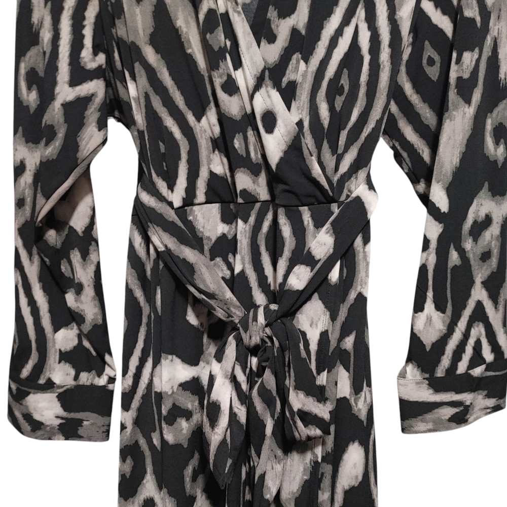 Lane Bryant Gray Black Geometric Pattern Collared Tie Front Dress Womens Size 3X - Picture 7 of 11